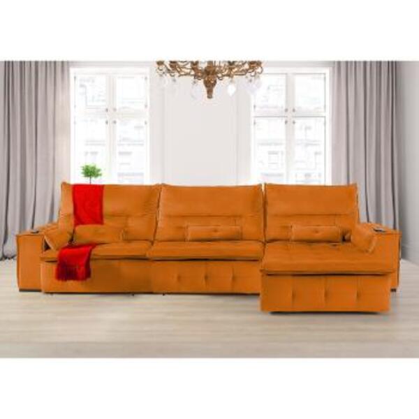 Sofá Fusion 3.90m Elétrico Com Usb E Vibro Massagem - Terra