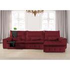 Sofá Fusion 3.90m Elétrico Com Usb E Vibro Massagem - Vinho