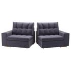 Sofá Grande Retrátil E Reclinável 2,50m Veludo Cinza Chumbo N