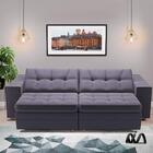 Sofá Grande Retrátil E Reclinável 2,50m Veludo Cinza Chumbo N