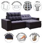 Sofá Grande Retrátil E Reclinável 2,50m Veludo Cinza Chumbo N