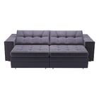 Sofá Grande Retrátil E Reclinável 2,50m Veludo Cinza Chumbo N