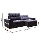 Sofá Grande Retrátil E Reclinável 2,50m Veludo Cinza Chumbo N