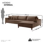 Sofá Grécia 4 Lugares Com Chaise Bouclê 2,70m Marrom