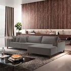 Sofá Grécia 4 Lugares Com Chaise Bouclê 2,90m Cinza