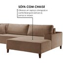 Sofá Grécia 4 Lugares Com Chaise Linho 2,70m Bege