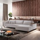 Sofá Grécia 4 Lugares Com Chaise Linho 2,90m Cinza