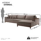 Sofá Grécia 4 Lugares Com Chaise Linho 2,90m Marrom