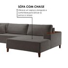 Sofá Grécia 4 Lugares Com Chaise Veludo 2,70m