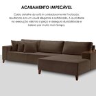 Sofá Grécia 4 Lugares Com Chaise Veludo 2,70m Marrom