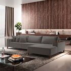 Sofá Grécia 4 Lugares Com Chaise Veludo 2,90m Cinza