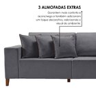 Sofá Grécia 4 Lugares Com Chaise Veludo 2,90m Cinza