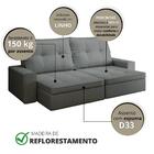 Sofá Hanks Retrátil 3 Lugares Linho Cinza 210cm Cinza
