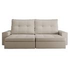 Sofá Hanks Retrátil 3 Lugares Linho Cru 210cm Marrom