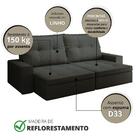 Sofá Hanks Retrátil 3 Lugares Linho Grafite 210cm Cinza