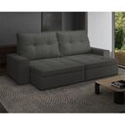Sofá Hanks Retrátil 3 Lugares Linho Grafite 210cm Cinza