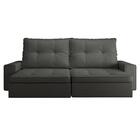 Sofá Hanks Retrátil 3 Lugares Linho Grafite 210cm Cinza