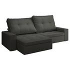 Sofá Hanks Retrátil 3 Lugares Linho Grafite 210cm Cinza