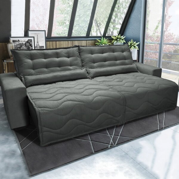 Sofá Ibiza 2,02m Retrátil, Reclinável Com Molas Suede Yescasa