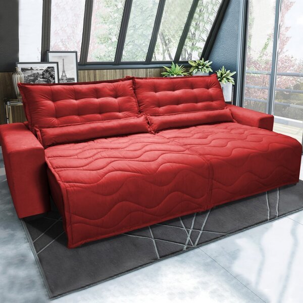 Sofá Ibiza 2,32m Retrátil, Reclinável Com Molas Suede Yescasa