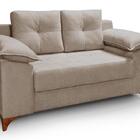 Sofá Ibiza 2 Lugares Casal Fixo Luxo Aveludado Capuccino