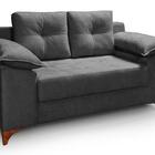 Sofá Ibiza 2 Lugares Casal Fixo Luxo Aveludado Chumbo