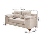 Sofá Ibiza 2 Lugares Casal Fixo Luxo Aveludado Creme