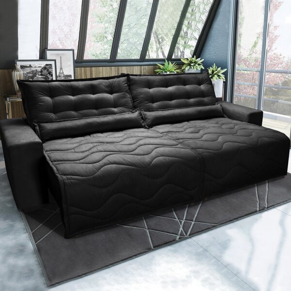 Sofá Ibiza 3,02m Retrátil, Reclinável Com Molas Suede Yescasa