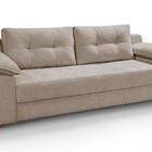Sofá Ibiza 3 Lugares 2,22m Luxo Aveludado Capuccino Pés De Ma