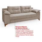 Sofá Ibiza 3 Lugares 2,22m Luxo Aveludado Capuccino Pés De Ma