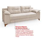 Sofá Ibiza 3 Lugares 2,22m Luxo Aveludado Creme Pés De Madeir