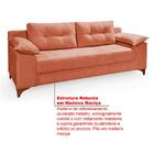 Sofá Ibiza 3 Lugares 2,22m Luxo Aveludado Goiaba Pés De Madei