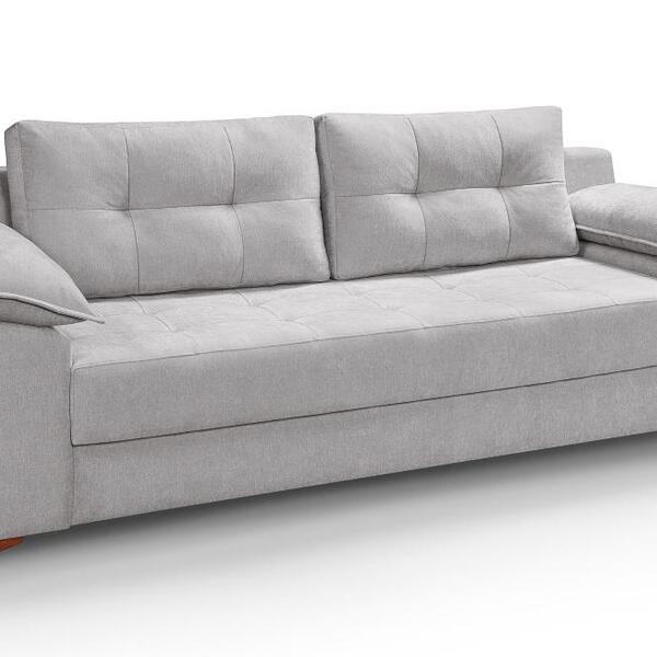 Sofá Ibiza 3 Lugares 2,22m Luxo Aveludado Prata Pés De Madeir