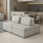 Sofá Ilha 2 Lugares 180cm Madri Pillow Bouclé Nobre Cinza - S