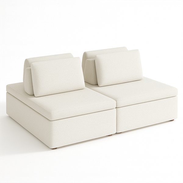 Sofá Ilha 2 Lugares 180cm Madri Pillow Bouclé Nobre Off White