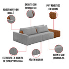 Sofá Ilha 2 Lugares Living 232cm Modulado Para Sala Lary Bouc