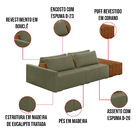 Sofá Ilha 2 Lugares Living 232cm Modulado Para Sala Lary Bouc