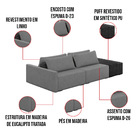 Sofá Ilha 2 Lugares Living 232cm Modulado Para Sala Lary Linh