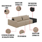 Sofá Ilha 2 Lugares Living 232cm Modulado Para Sala Lary Linh