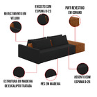 Sofá Ilha 2 Lugares Living 232cm Modulado Para Sala Lary Velu