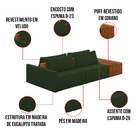 Sofá Ilha 2 Lugares Living 232cm Modulado Para Sala Lary Velu