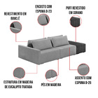 Sofá Ilha 2 Lugares Living 232cm Modulado Sala Lary Bouclê/pu