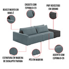 Sofá Ilha 2 Lugares Living 232cm Modulado Sala Lary Bouclê/pu