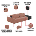 Sofá Ilha 2 Lugares Living 232cm Modulado Sala Lary Veludo/pu