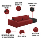 Sofá Ilha 2 Lugares Living 232cm Modulado Sala Lary Veludo Ve