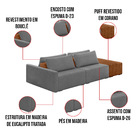 Sofá Ilha 2 Lugares Living 252cm Modulado Para Sala Lary Bouc