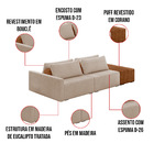 Sofá Ilha 2 Lugares Living 252cm Modulado Para Sala Lary Bouc