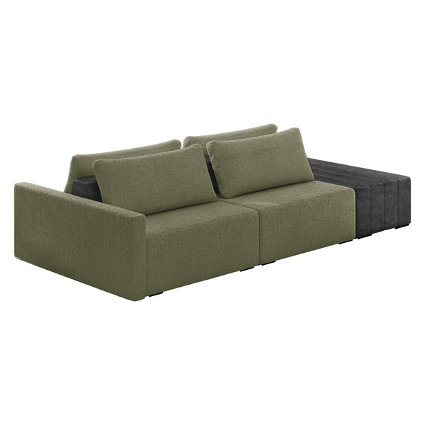 Sofá Ilha 2 Lugares Living 252cm Modulado Sala Lary Bouclê/pu