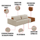 Sofá Ilha 2 Lugares Living 272cm Modulado Para Sala Lary Bouc