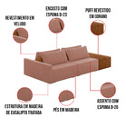 Sofá Ilha 2 Lugares Living 272cm Modulado Para Sala Lary Velu